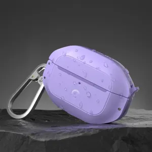 KeyBudz Element Series beskyttelsesdeksel for AirPods Pro 2 i vill lavendel med karabinkrok og vanndråper