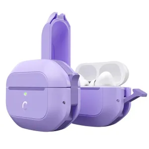 KeyBudz Element Series lilla beskyttelsesetui til AirPods Pro 2 med øreproppene synlige inni