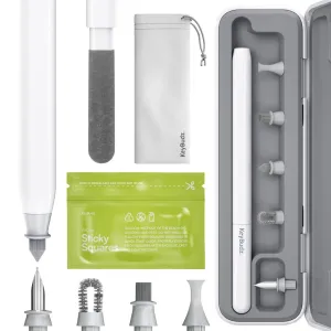 KeyBudz AirCare 2.0 cleaning kit with white brushes, tip tools, pouch, and carrying case for earbuds