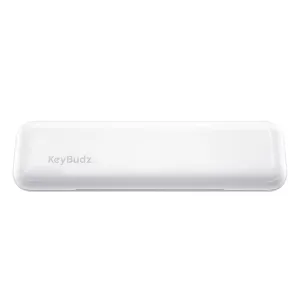 KeyBudz AirCare 2.0 white cleaning kit case for AirPods and headphones, shown closed with logo