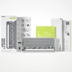 KeyBudz AirCare 2.0 Premium Cleaning Kit with box, cleaning tool, tip attachments, and storage pouch