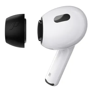KeyBudz HyperFoam-ørepropper i memoryskum til AirPods Pro i mat sort, vist med én monteret