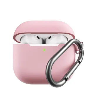 KeyBudz Elevate Series blush pink AirPods 4th generation case with keychain clip and open lid