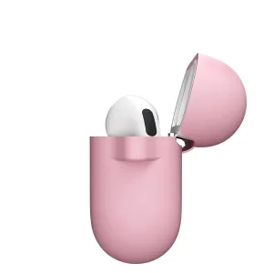 KeyBudz Elevate Series keychain case for AirPods 4th generation in blush pink, shown open with one earbud visible