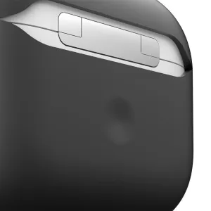 KeyBudz PodSkinz HybridShell dėklas-raktų pakabukas, skirtas AirPods 3, juodas, su matiniu dviejų atspalvių apsauginiu korpusu.