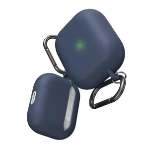 KeyBudz PodSkinz HybridShell AirPods 3-beskyttelsesetui i midnattsblå med karabinkrok