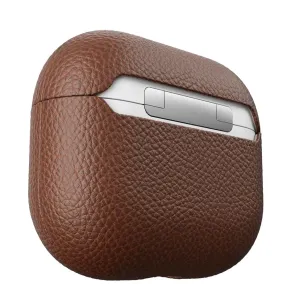 KeyBudz PodSkinz Artisan Series brunt skinnetui for AirPods 3, med teksturert beskyttelsesskall og åpen topp.
