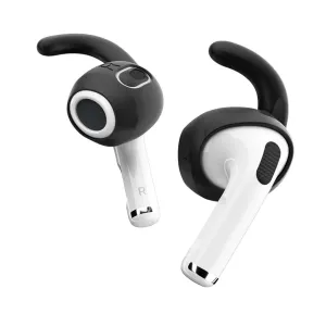 KeyBudz earBuddyz öronkrokar för AirPods 3 i svart, visas som ett par med säker passform.