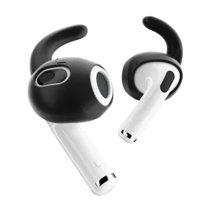KeyBudz EarBuddyz öronkrokar för AirPods 3 i svart, visas som ett par öronsnäckor med säkert sittande krokar