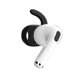 KeyBudz EarBuddyz öronkrok för AirPods 3 i svart, visad på en enskild öronsnäcka med design för säker passform.