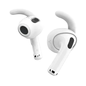 KeyBudz EarBuddyz för AirPods 3 vita öronkrokar med säker passform och böjd silikondesign