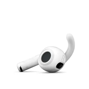 KeyBudz EarBuddyz öronkrokar för AirPods 3 i vitt, som visar ett hörlurstillbehör med säker passform