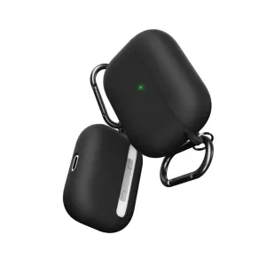 KeyBudz svart HybridShell-nyckelringsfodral för AirPods Pro med skyddande hårt skal och karbinhake