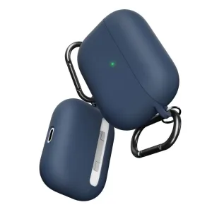 KeyBudz PodSkinz HybridShell -avaimenperäkotelo AirPods Prolle, laivastonsininen mustalla klipsillä