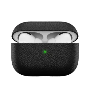 KeyBudz podSkinz Artisan Series odinis AirPods Pro dėklas, atidarytas, su viduje esančiomis baltomis ausinėmis baltame fone