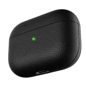 KeyBudz PodSkinz Artisan Series juodas odinis dėklas, skirtas AirPods Pro, su grūdėta apdaila