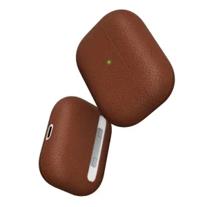 KeyBudz brunt AirPods Pro-fodral i läder med kornig struktur och utskärning för laddningsport