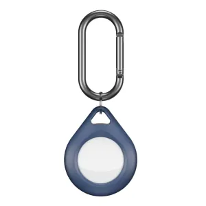 KeyBudz Secure Dock AirTag-hållare i koboltblått med karbinhake för att fästa på väskor