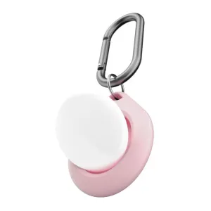 KeyBudz Secure Dock AirTag-holder i pink med AirTag isat og karabinhage