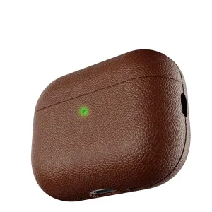 KeyBudz Artisan Series ruskea nahkainen AirPods Pro 3 -kotelo, jossa on martioitu pinta ja latausportin aukko