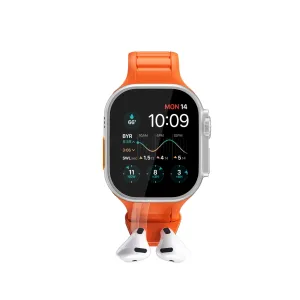 KeyBudz Sync+ Series orange FKM Apple Watch-Armband mit integrierter AirPods-Dockingstation für die Apple Watch 44–49 mm