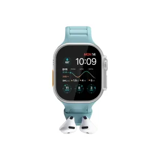 KeyBudz Sync+ Series Apple Watch-armband med AirPods-docka i Tidalblå för Apple Watch på 44–49 mm