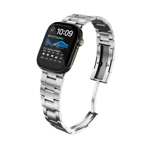 KeyBudz Spectra Series roostevabast terasest Apple Watchi rihm, hõbedane, turvalise pandlaga