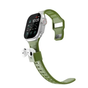 KeyBudz žalias Apple Watch dirželis su integruota AirPods laikykle 44–49 mm Apple Watch