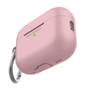 KeyBudz Elevate Series AirPods Pro-fodral i puderrosa silikon med karbinhake och portskydd