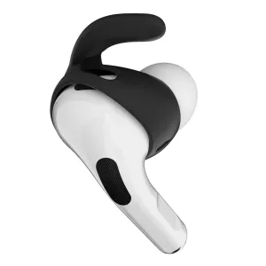 KeyBudz Earbuddyz öronkrok i silikon för AirPods Pro Gen 2, svart tillbehör för öronsnäckor
