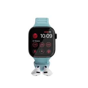 KeyBudz Sync+ FKM Apple Watch-rem med integreret AirPods-holder i lyseblå