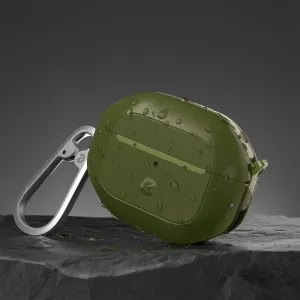 KeyBudz Element Series AirPods 3 Case in Olivgrün mit Karabinerclip und strukturierter, wasserdichter Oberfläche