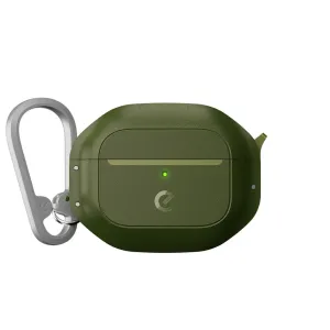 KeyBudz Element Series-Hülle für AirPods 3 in Olivgrün mit silbernem Karabinerclip