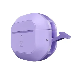 KeyBudz Element Series lavendelfärgat skyddsfodral för AirPods 3 med präglad logotyp och sidospänne