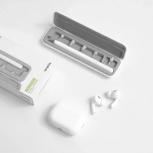 KeyBudz AirCare 2.0 cleaning kit with open case, tools, and AirPods charging case and earbuds