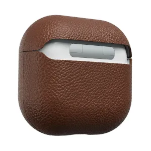 KeyBudz Artisan Series rudas odinis dėklas AirPods 4-osios kartos ausinėms, su faktūrine apsaugine konstrukcija