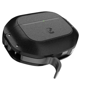 KeyBudz ElementProof Series sort cover til AirPods 4th Gen med struktureret mat finish og vindue til indikatorlys