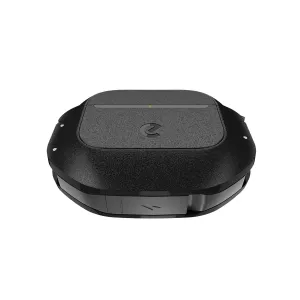 KeyBudz ElementProof vandtæt etui til AirPods 4. generation i kulsort med struktureret finish og karabinhage