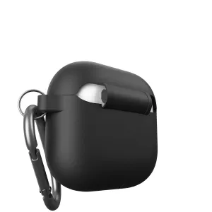 KeyBudz musta suojakuori 4. sukupolven AirPods-kuulokkeille, avainketjun klipsillä päivittäiseen suojaavaan kuljetukseen