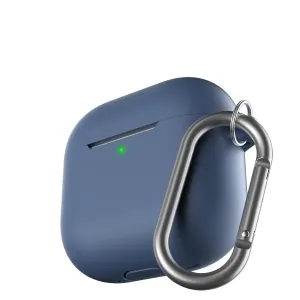KeyBudz Elevate Series cobalt blue AirPods 4th generation case keychain with silver carabiner clip