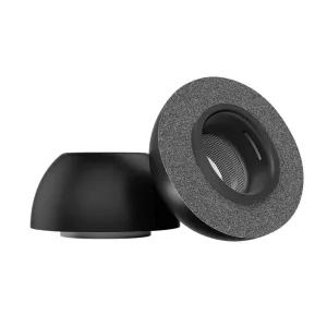 KeyBudz HyperFoam medium skumpropper for AirPods Pro 3. gen., vist som et svart og grått erstatningspar