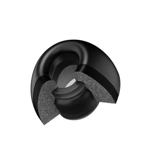 KeyBudz HyperFoam medium skumørepropp for AirPods Pro 3. gen., svart, med synlig utskåret skuminnside
