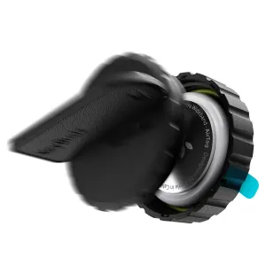 KeyBudz robust svart AirTag-fäste med synlig AirTag och strukturerat dolt fäste