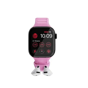 KeyBudz rosa Sync+ Series Apple Watch-Armband mit integriertem AirPods-Dock und Ohrhörern