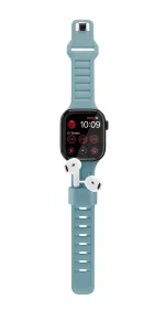 KeyBudz Sync+ Series lyseblå Apple Watch-rem med AirPods-holder til ure på 38-42 mm