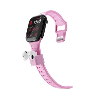 KeyBudz Sync+ rosa Apple-Watch-Armband mit integrierter AirPods-Halterung für die Apple Watch mit 38–42 mm