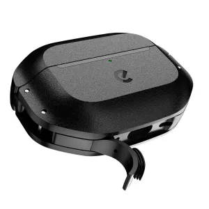 KeyBudz Element Series skyddsfodral för AirPods Pro 3:e generationen i kolsvart med säker låsning och karbinhake