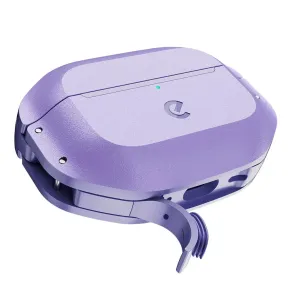 KeyBudz Wild Lavender beskyttelsesetui til AirPods Pro med hængslet låg og påsat klips