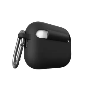 KeyBudz Elevate Series melns silikona AirPods Pro maciņš ar karabīnes klipsi un atvērtu augšdaļas izgriezumu