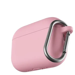 KeyBudz Elevate Series blush pink silicone case for AirPods Pro Gen 3 with carabiner clip